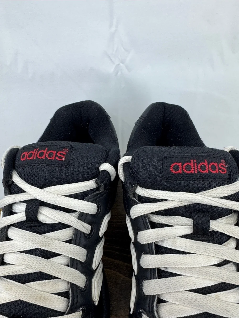 adidas Youth Boys Superstar II Skate Black Leather Sneakers w/ Red Branding, 4.5